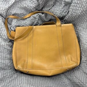 Coach Authentic Signature Shoulder Hand Bag Canvas Leather, Tan Brown Hobo